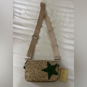 Vintage Havana Gold Sparkle Crossbody with Green Star
